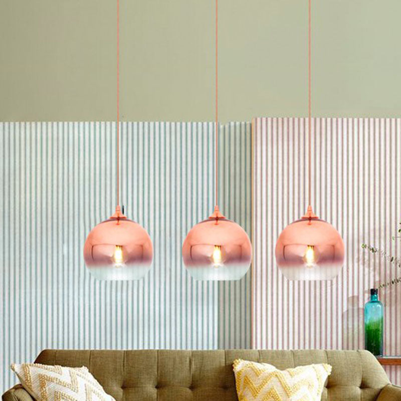 Gradient Glass Globe Hanging Light – Post-Modern Rose Gold Pendant Fixture
