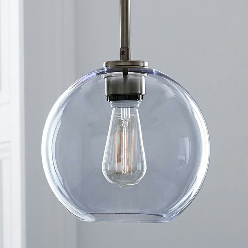 Sleek 1-Light Dining Room Pendant - Simplicity Ceiling Light with Globe Glass Shade