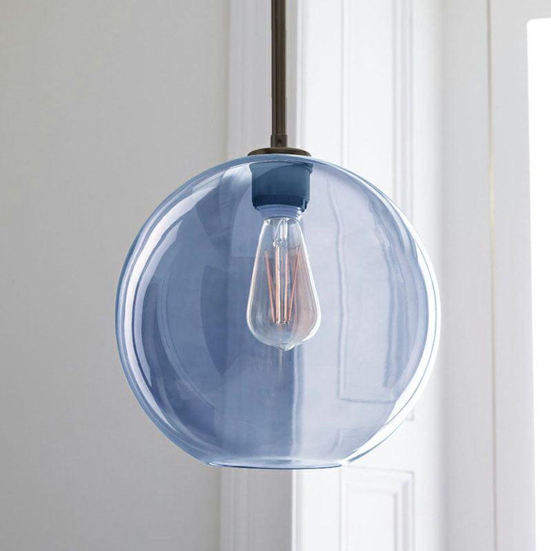 Sleek 1-Light Dining Room Pendant - Simplicity Ceiling Light with Globe Glass Shade