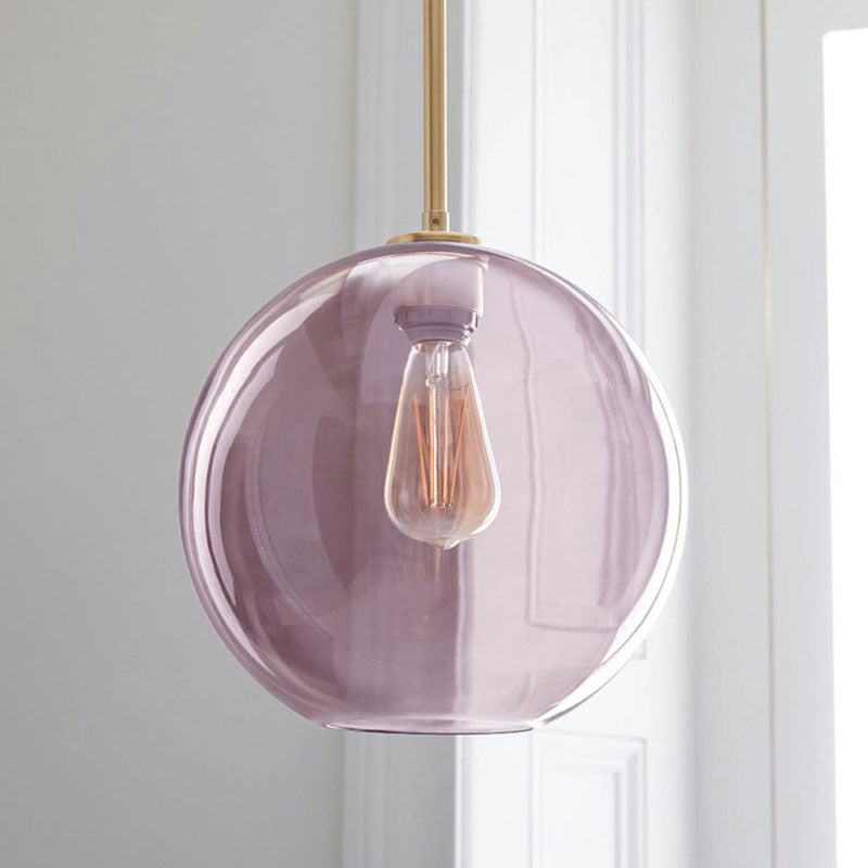 Sleek 1-Light Dining Room Pendant - Simplicity Ceiling Light with Globe Glass Shade