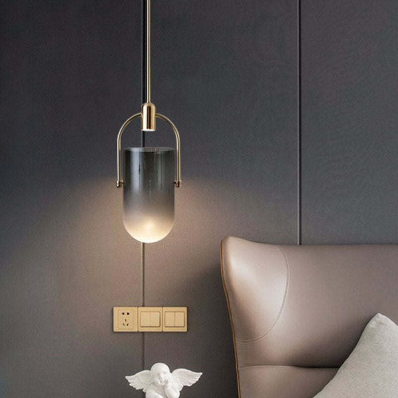 LED Brass Dome Pendant Light with Glass Shade for Bedroom