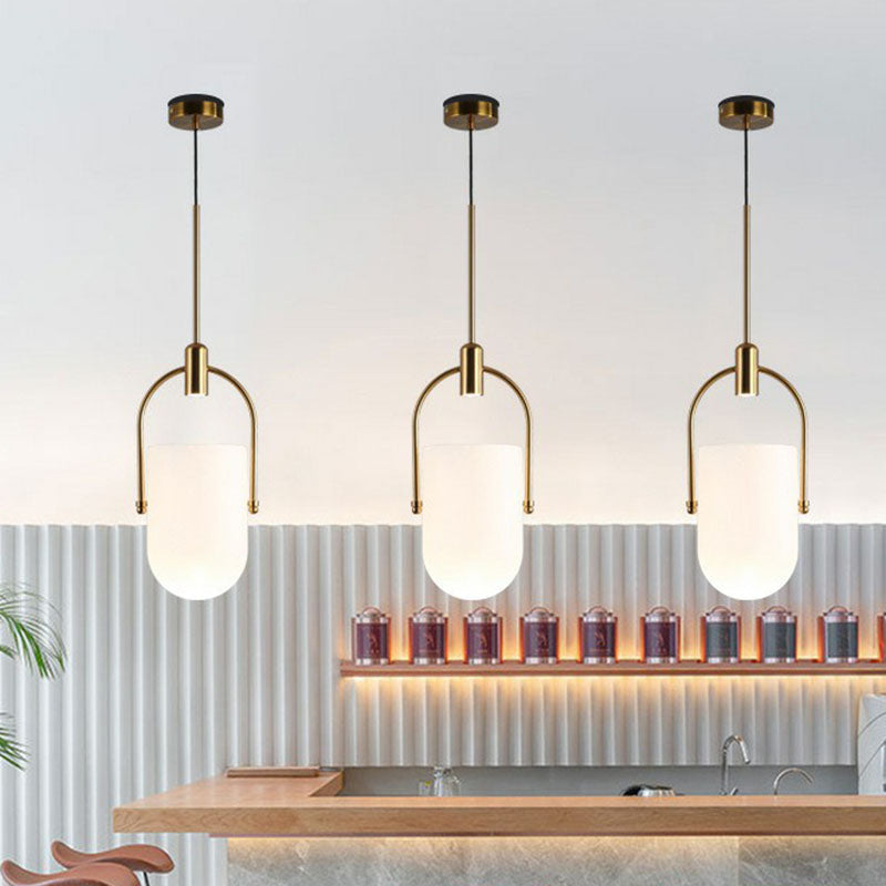 Modern Brass Dome Led Pendant Light With Glass Shade For Bedroom Décor
