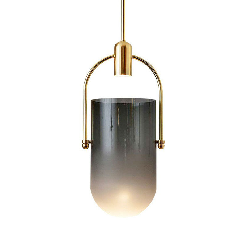 LED Brass Dome Pendant Light with Glass Shade for Bedroom