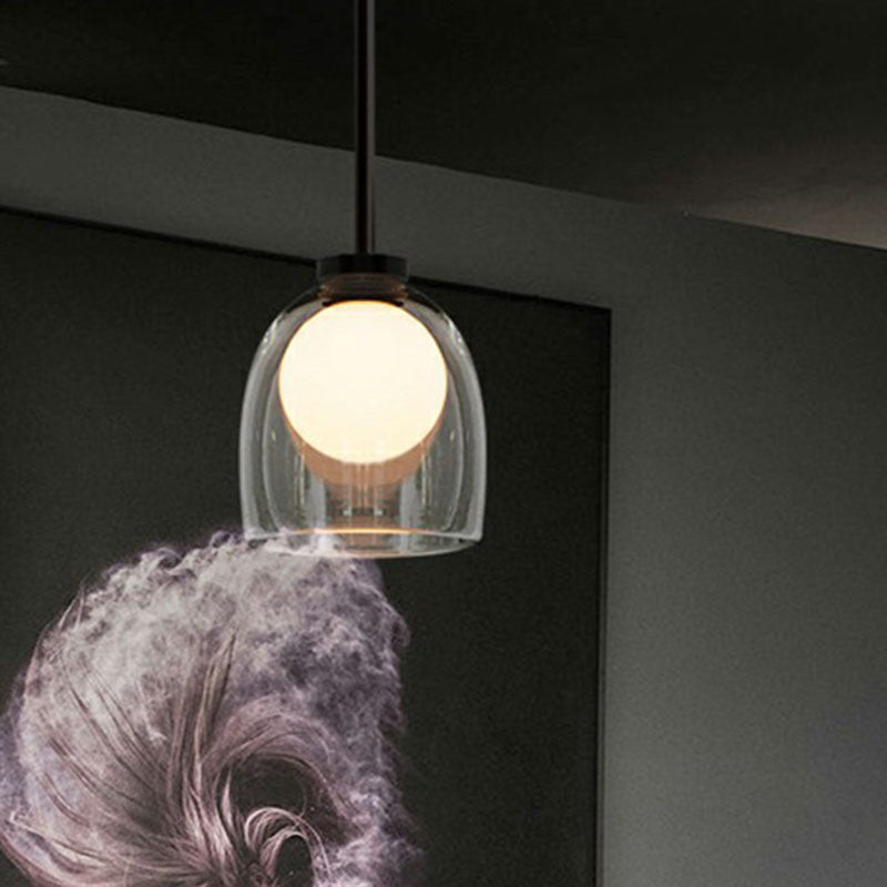 Glass Bell and Ball Suspension Lamp - Stylish Modern Pendant Light for Single Living Room