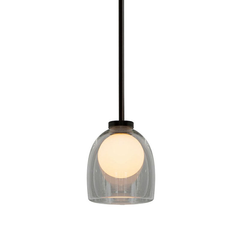 Modern Glass Cup Pendant Light For Dining Room - 1 Head Pendulum Design