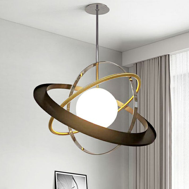 Post-Modern Hanging Light Fixture - White Glass Ball with 1 Bulb - Stylish Ceiling Light for Dining Room