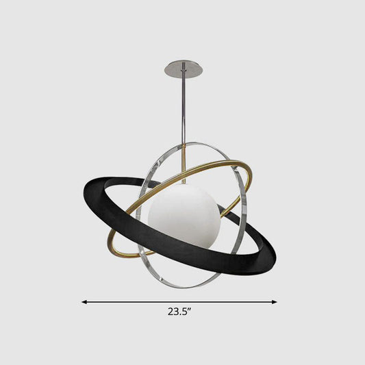 Post-Modern Hanging Light Fixture - White Glass Ball with 1 Bulb - Stylish Ceiling Light for Dining Room