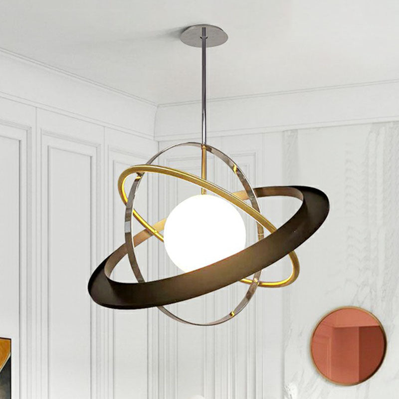 Post-Modern Hanging Light Fixture - White Glass Ball with 1 Bulb - Stylish Ceiling Light for Dining Room