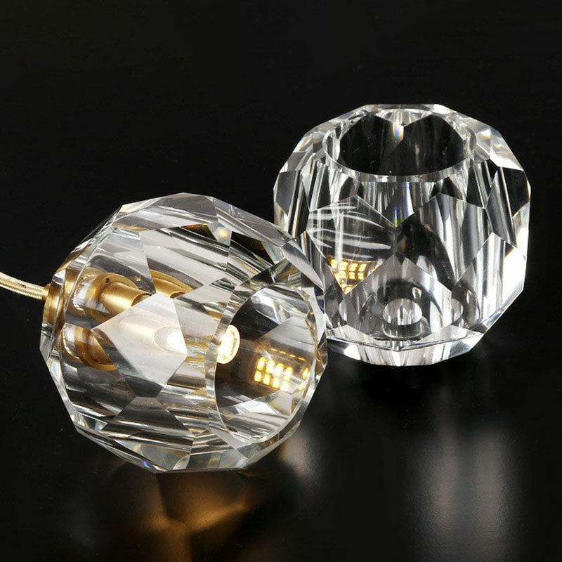Postmodern Gold K9 Crystal Cluster Pendant Light - Elegant Hanging Lamp for Stairway