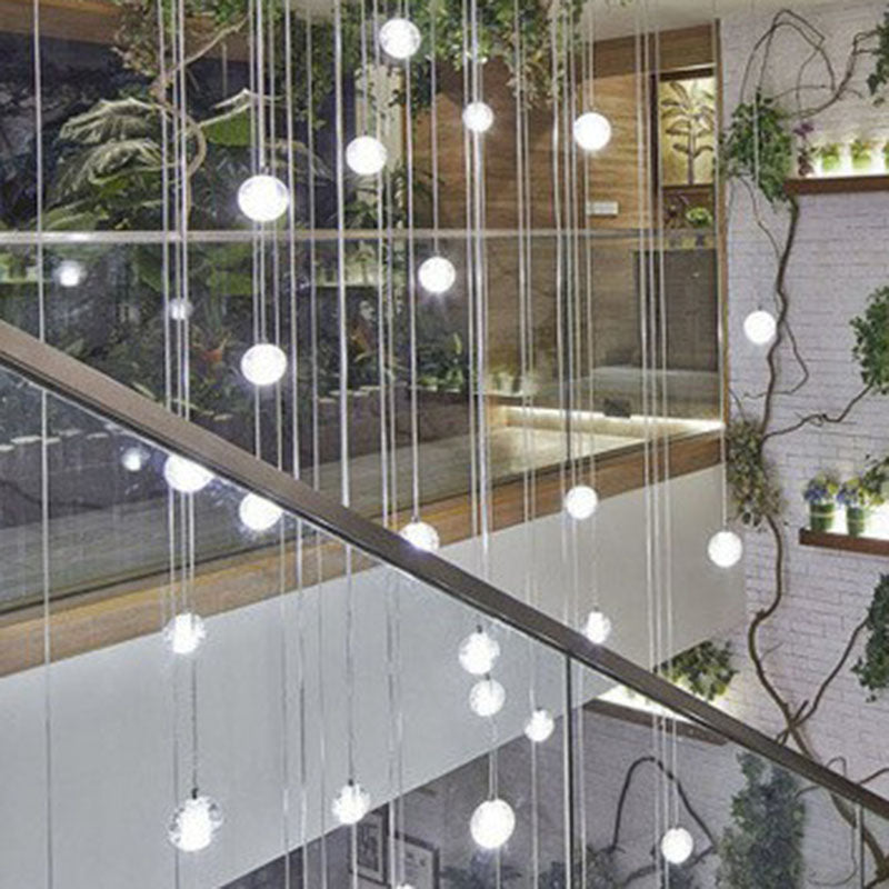Seedy Glass Meteor Shower Pendant Chandelier: Modern Clear Suspension Light Fixture