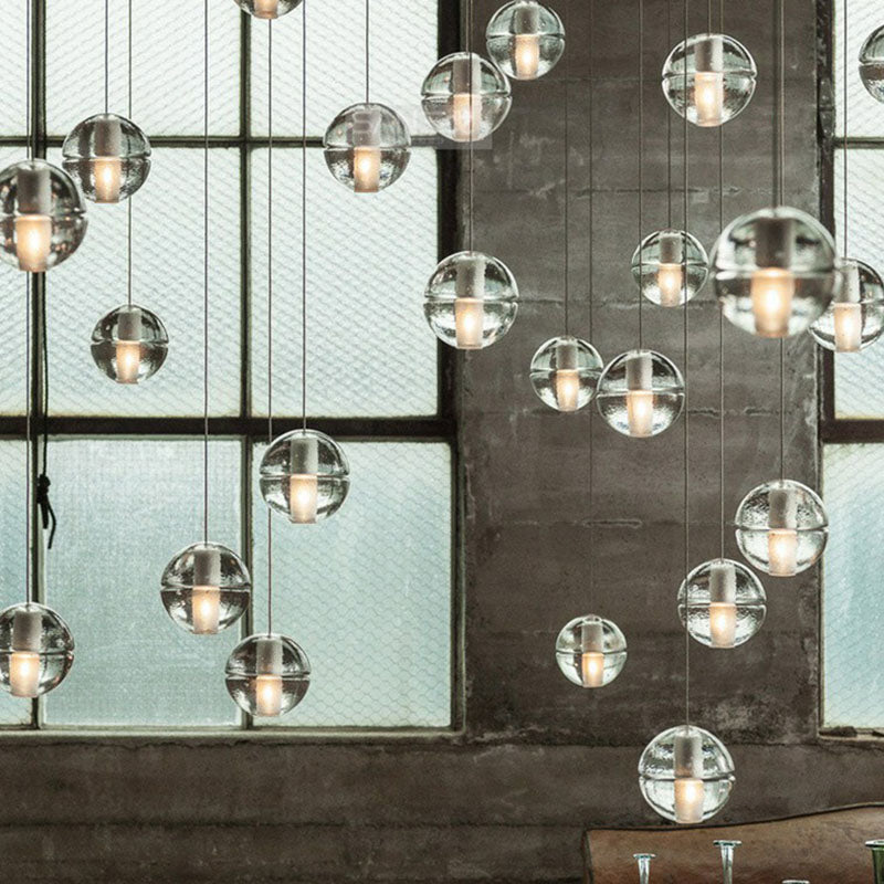 Seedy Glass Meteor Shower Pendant Chandelier: Modern Clear Suspension Light Fixture