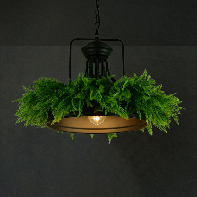 Suspension vintage à 1 lampe avec finition métallique - Idéal pour les restaurants avec plante artificielle