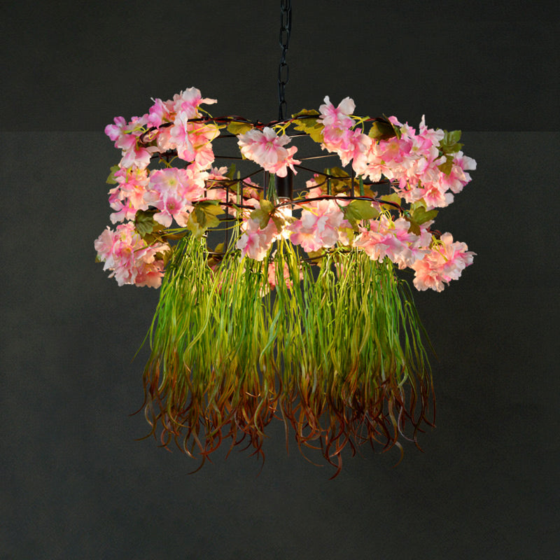 Suspension vintage à 1 lampe avec finition métallique - Idéal pour les restaurants avec plante artificielle