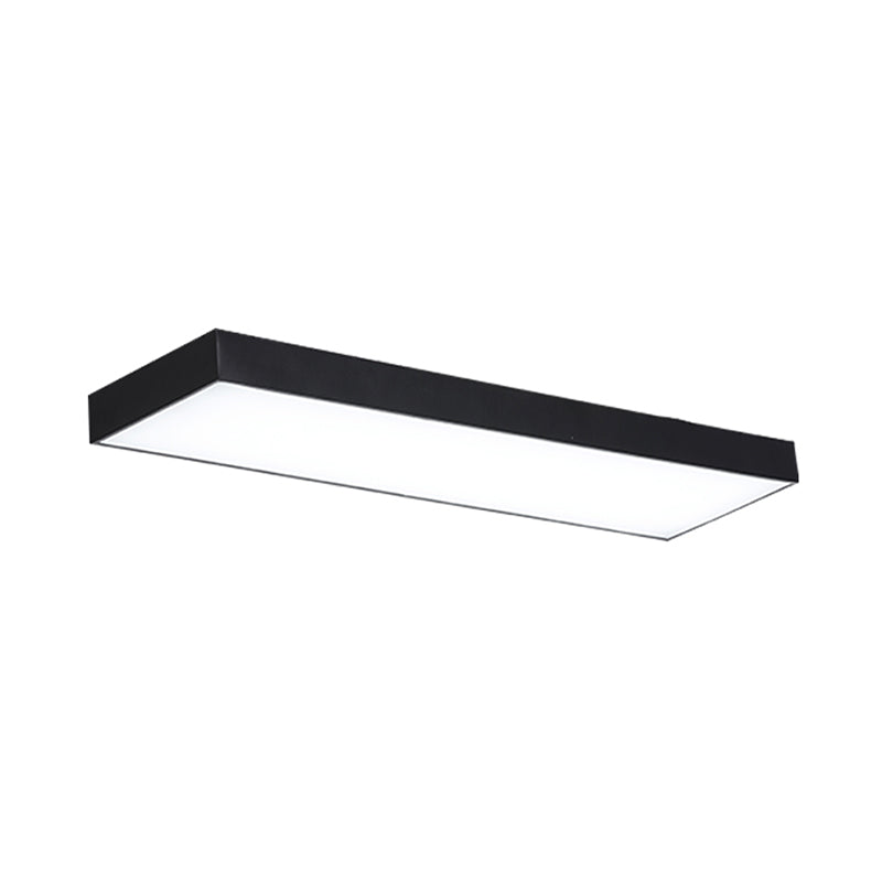Black Metal LED Office Ceiling Light - Simple Rectangle Flush Mount