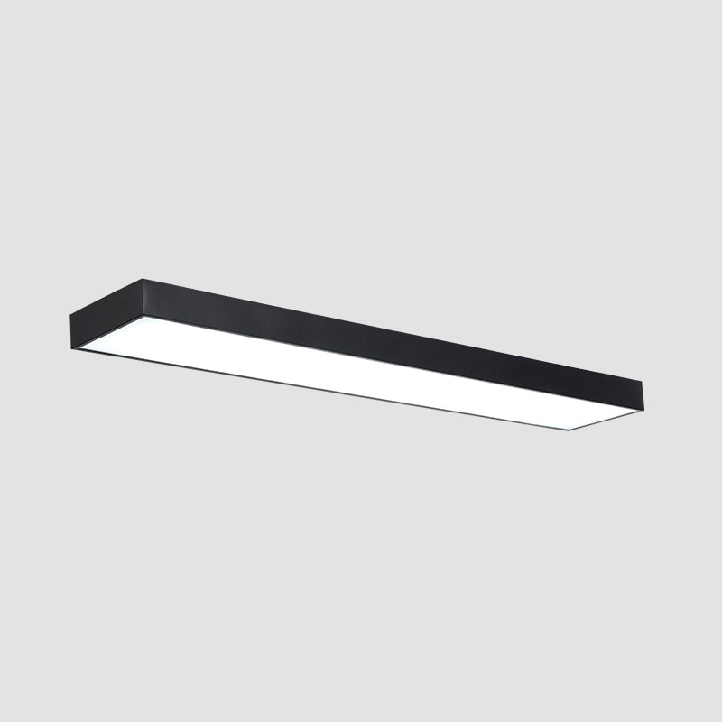 Black Metal LED Office Ceiling Light - Simple Rectangle Flush Mount