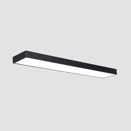 Black Metal LED Office Ceiling Light - Simple Rectangle Flush Mount