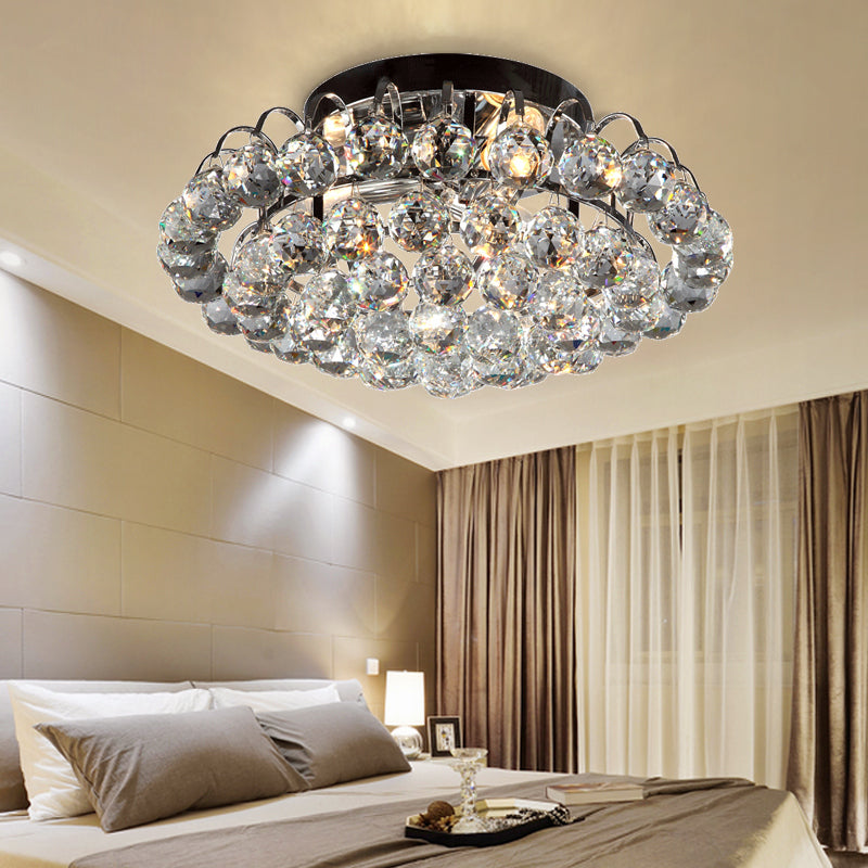 Lampe encastrée en cristal moderne - Design conique, 3 lumières, plafonnier noir