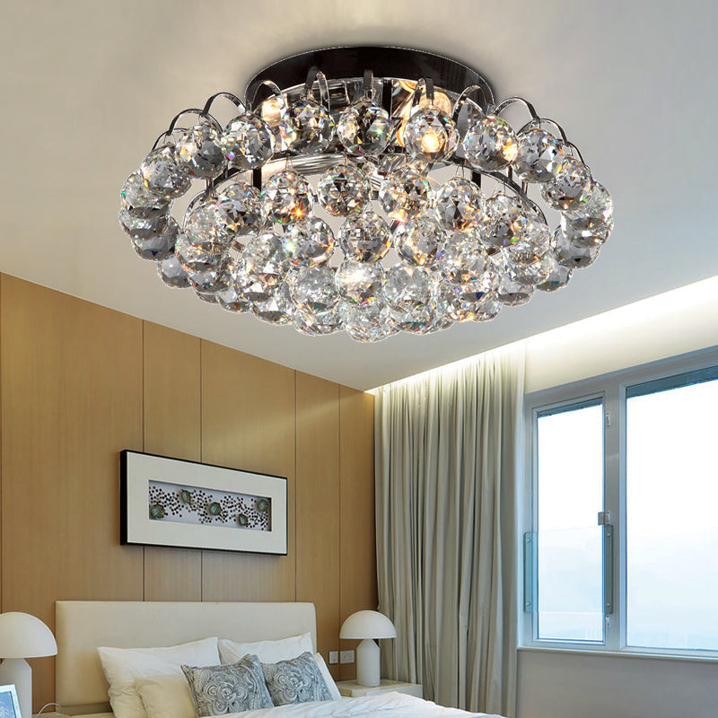 Lampe encastrée en cristal moderne - Design conique, 3 lumières, plafonnier noir