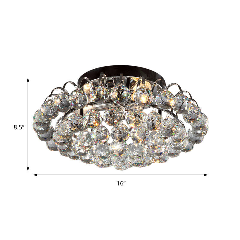 Lampe encastrée en cristal moderne - Design conique, 3 lumières, plafonnier noir