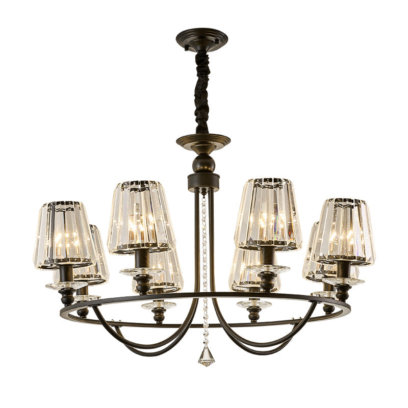 Contemporary Tapered Crystal Chandelier Pendant Light with 4/6/8 Lights - Black Ceiling Hanging Fixture