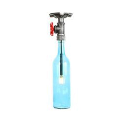 Vintage Indoor Ceiling Mounted Fixture: 1-Light Semi-Mount with Wine Bottle Glass Shade & Valve in Grey/Brown