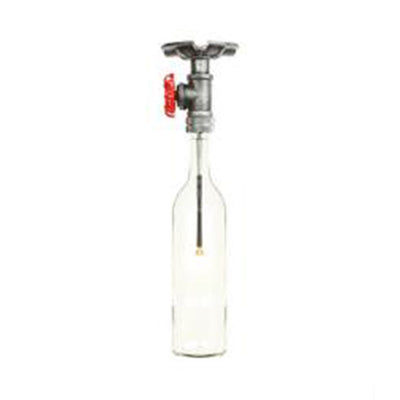 Vintage Indoor Ceiling Mounted Fixture: 1-Light Semi-Mount with Wine Bottle Glass Shade & Valve in Grey/Brown