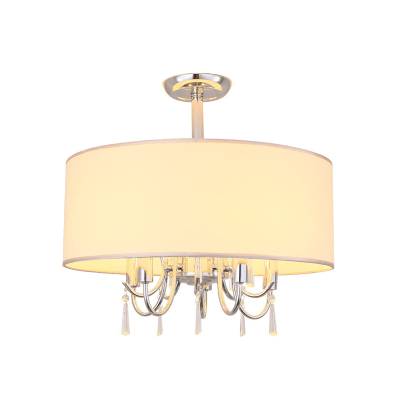 Plafonnier tambour blanc traditionnel avec 5 luminaires de chambre semi-encastrés en papier