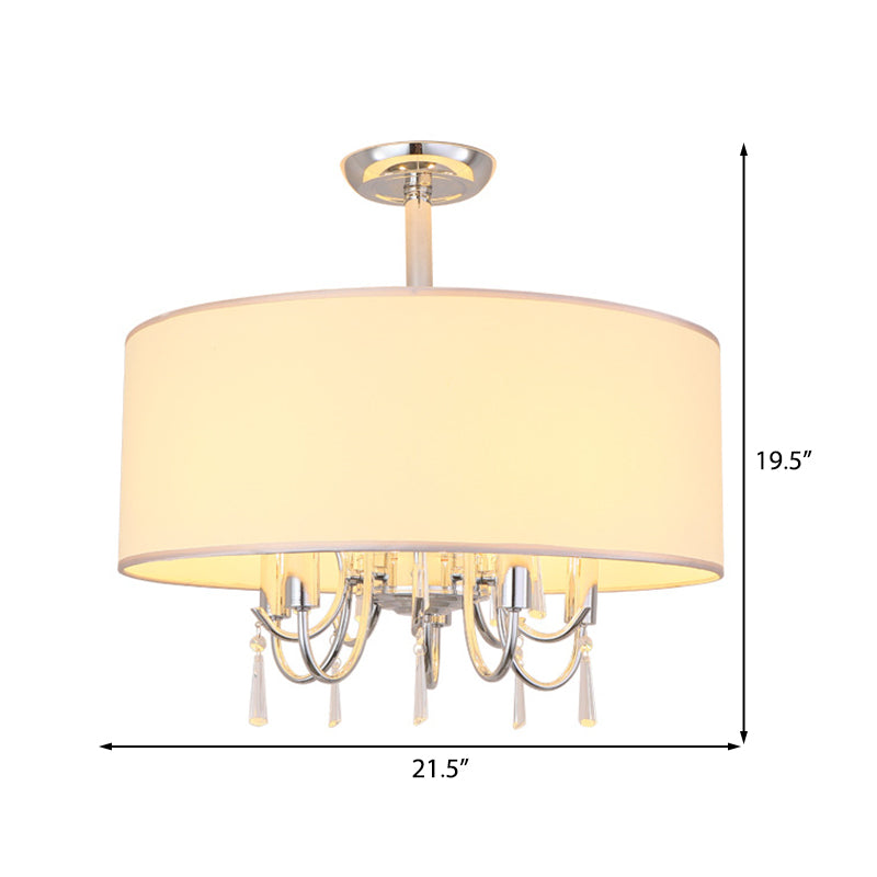 Plafonnier tambour blanc traditionnel avec 5 luminaires de chambre semi-encastrés en papier