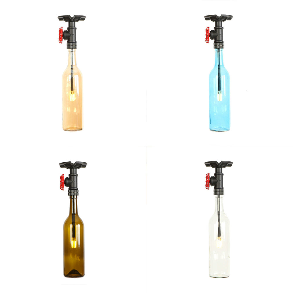 Plafonnier rustique à une lumière avec abat-jour en verre - Design bouteille
