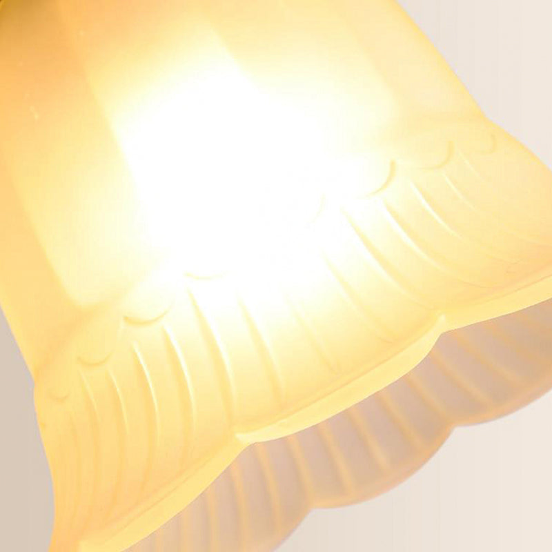 Classic Flared Glass Flush Mount Lamp: 1-Light Beige Ceiling Lighting for Living Room