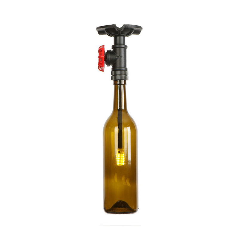 Plafonnier rustique à une lumière avec abat-jour en verre - Design bouteille