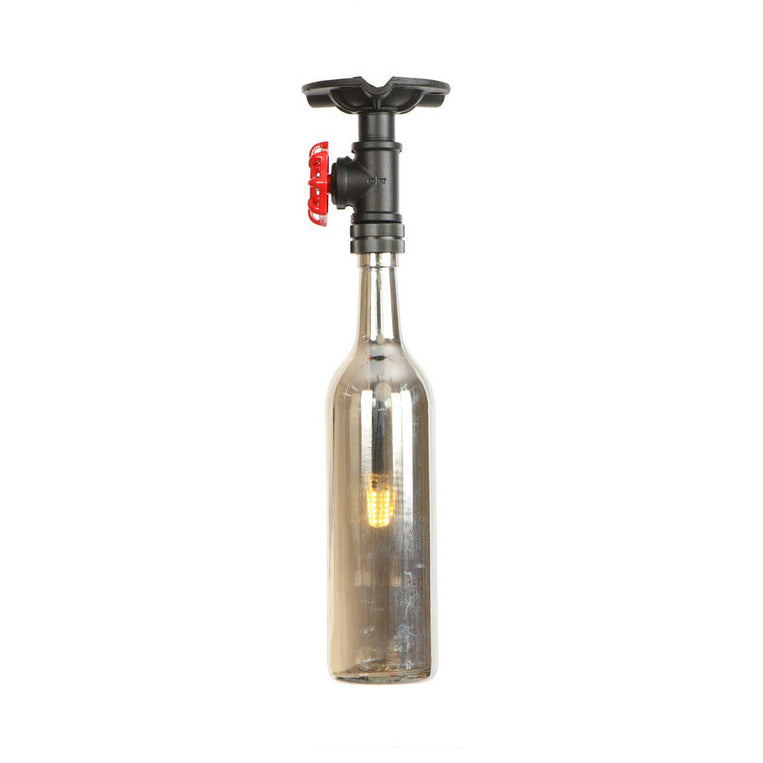 Plafonnier rustique à une lumière avec abat-jour en verre - Design bouteille