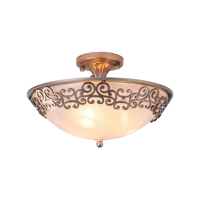Plafonnier semi-encastré en forme de bol noir/laiton élégant avec verre dépoli classique | Illuminez votre chambre avec 3/5 lumières
