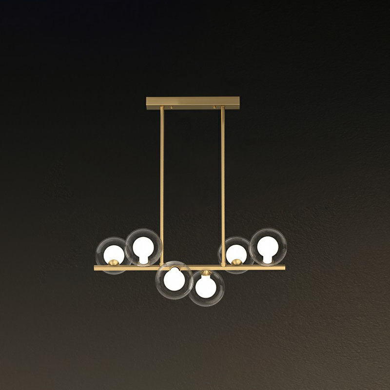 Postmodern Led Island Light With Clear And White Glass Shades 6 / Gold