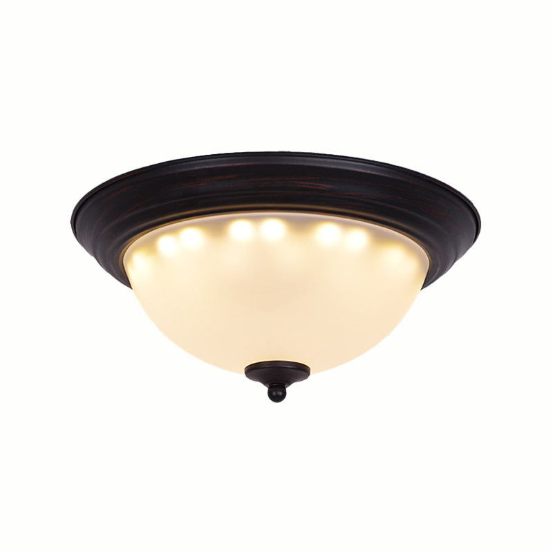Luminaire encastré noir traditionnel avec verre dépoli, idéal pour l'éclairage du plafond du salon - 11"/15" de large