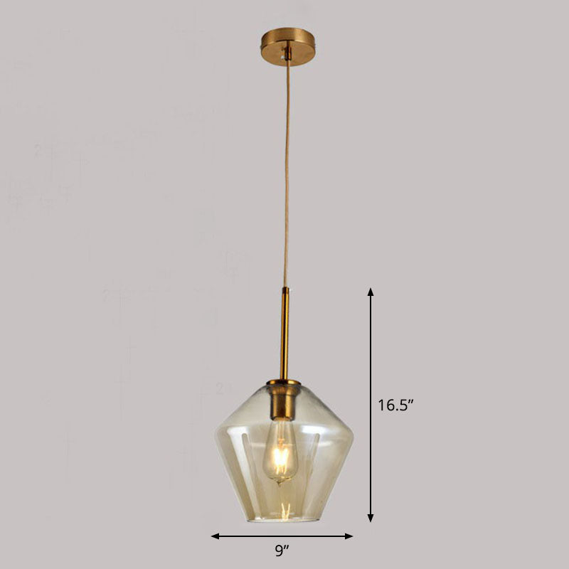 Modern Gold Diamond-Shaped Glass Pendant Ceiling Light with 3 Bulbs