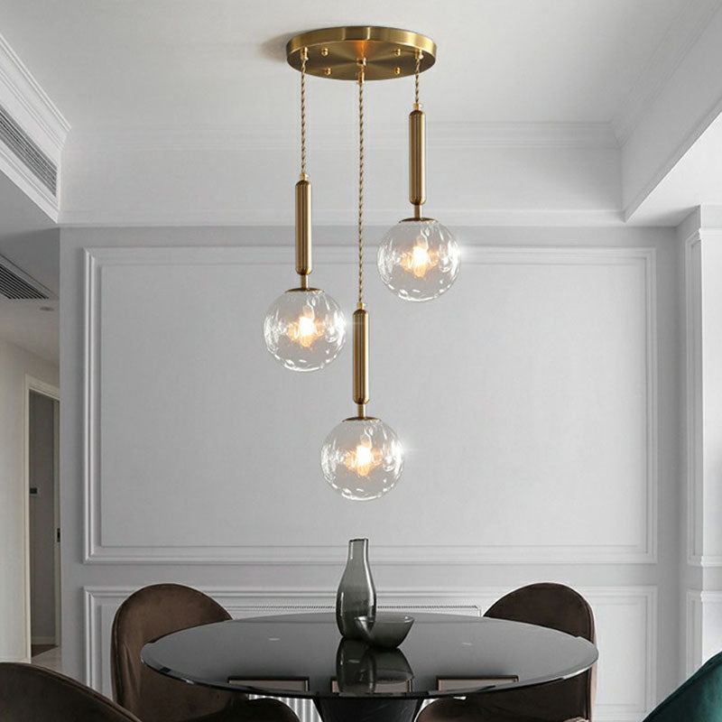 Honeycomb Glass Cluster Pendant Light with 3-Heads and Gold Finish