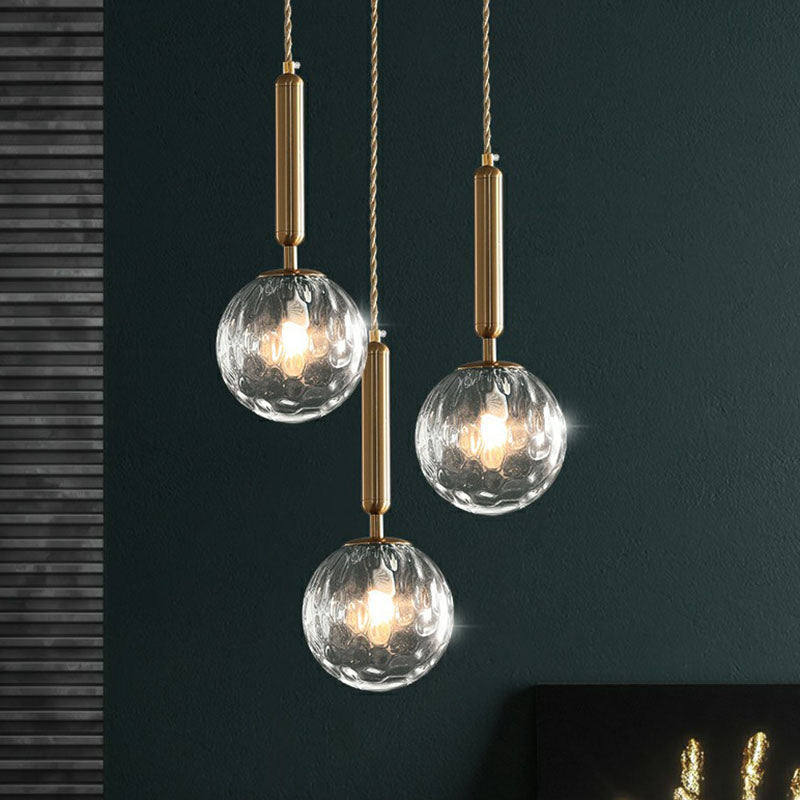 Honeycomb Glass Cluster Pendant Light with 3-Heads and Gold Finish