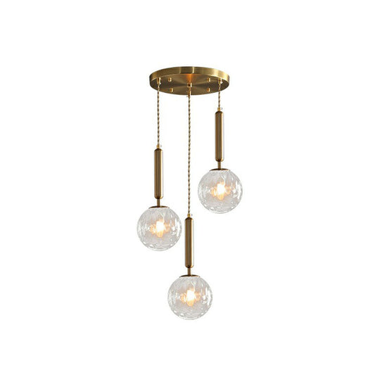 Honeycomb Glass Cluster Pendant Light with 3-Heads and Gold Finish