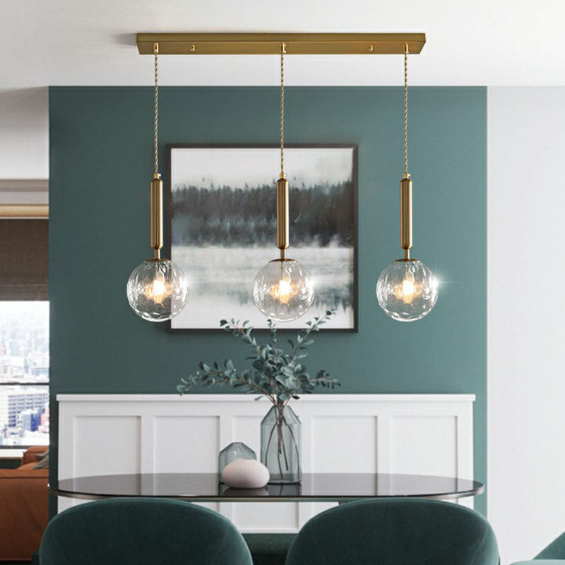 Honeycomb Glass Cluster Pendant Light with 3-Heads and Gold Finish