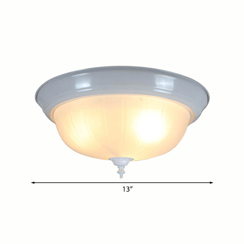 Traditional White Glass Bowl Flush Mount Lamp for Living Room, 13"/15" Wide