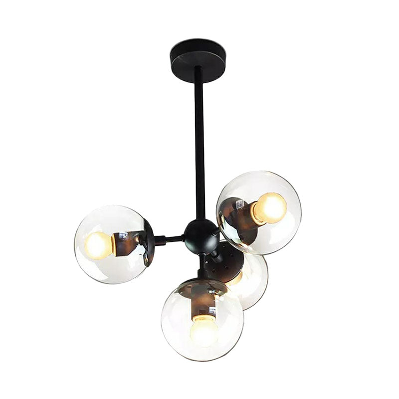 Lustre contemporain en verre noir - Suspension moderne à 5 lumières pour salon