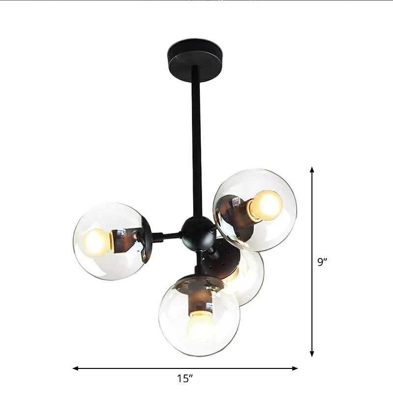 Lustre contemporain en verre noir - Suspension moderne à 5 lumières pour salon