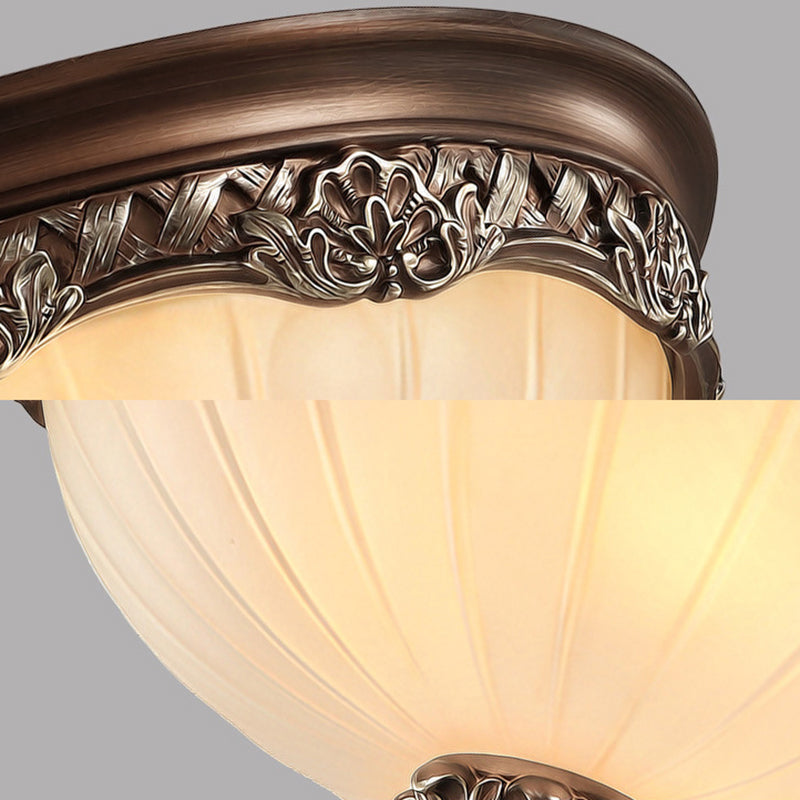 Classic Black Flush Ceiling Light with Frosted Glass Shade - 3 Lights, 14"/18" Wide