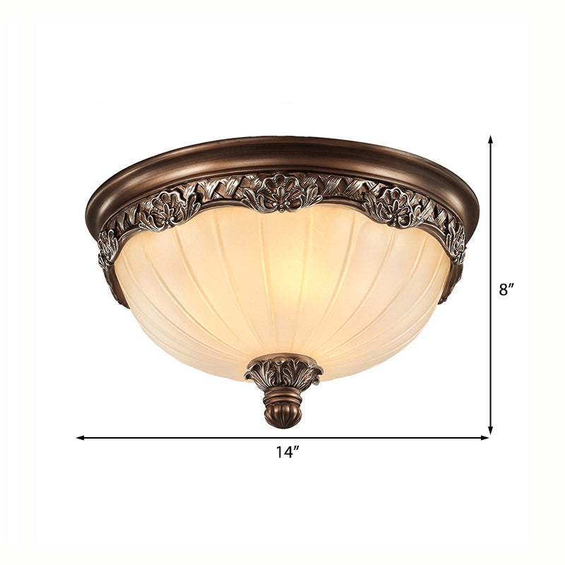 Classic Black Flush Ceiling Light with Frosted Glass Shade - 3 Lights, 14"/18" Wide