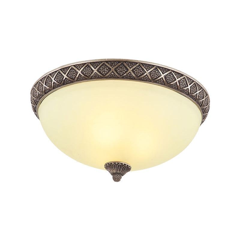 Plafonnier en verre dépoli avec 5 lumières classiques - Plafonnier marron pour salon