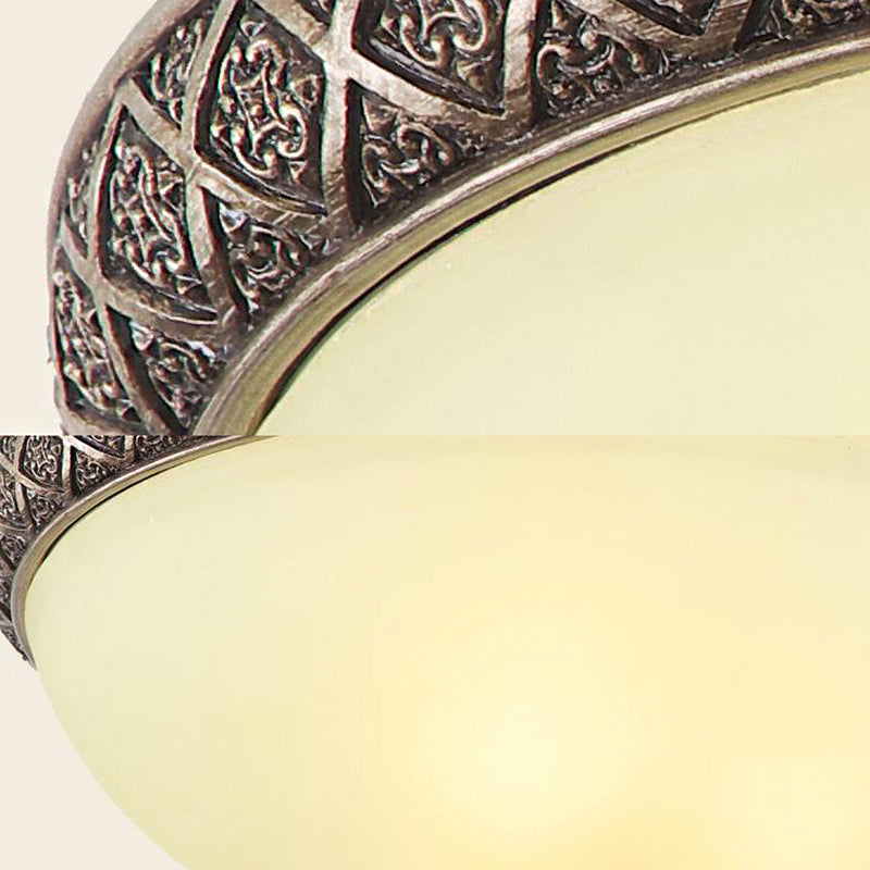 Plafonnier en verre dépoli avec 5 lumières classiques - Plafonnier marron pour salon
