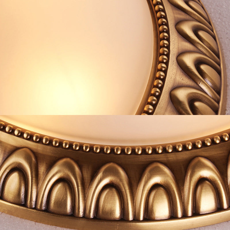 Plafonnier encastré traditionnel en verre dépoli avec 4 lumières en laiton - Idéal pour le salon