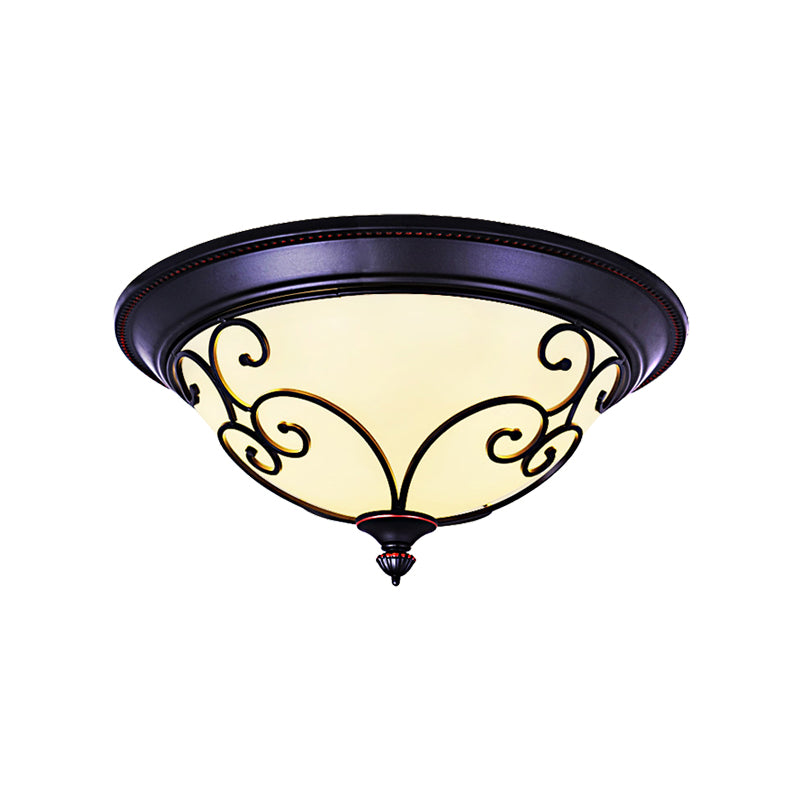 Lampe de plafond encastrée pour chambre à coucher Bowl - Plafonnier LED classique en verre dépoli, blanc - Lumière chaude/blanche, 12,5"/19,5" de large