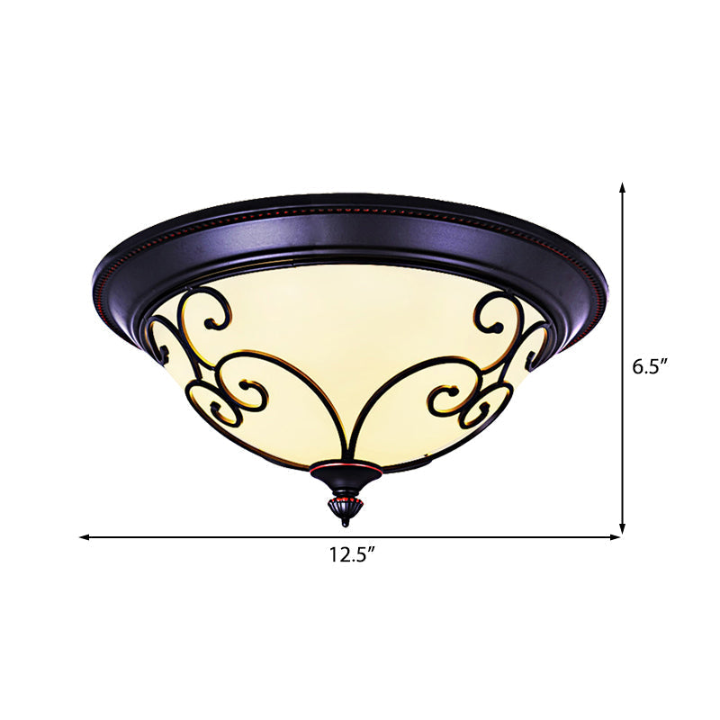 Lampe de plafond encastrée pour chambre à coucher Bowl - Plafonnier LED classique en verre dépoli, blanc - Lumière chaude/blanche, 12,5"/19,5" de large
